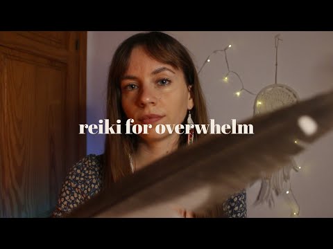 ASMR REIKI soothing overwhelm | negative energy clearing, rattle, hand movements, whispered