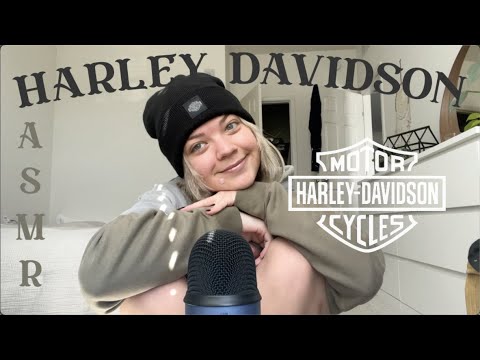 asmr relaxing Harley Davidson haul 🖤  (fabric scratching/tapping) hats + shirts show & tell