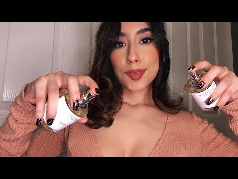 ASMR Tingly Perfume Glass Tapping, Spray, Lids Sounds, Scratching (Unboxing)