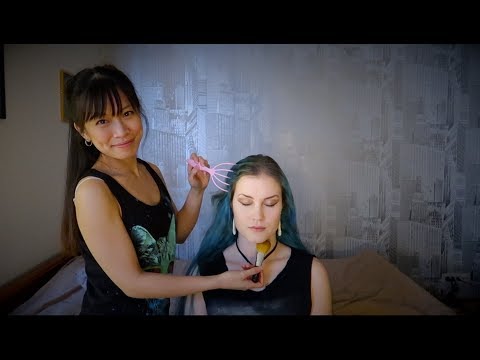 ASMR Scalp Massage + Hair & Face Brushing + Countdown To ZZZ [Layered Sounds]