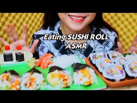 ASMR Eating sushi roll, eating sound, mukbang | LINH-ASMR