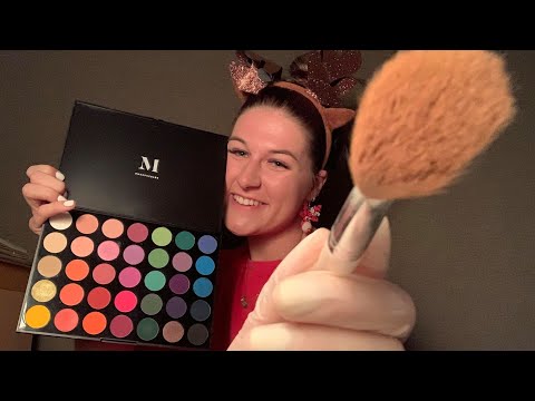 ASMR - Doing Your Christmas Makeup 🎅💄💋 (personal attention, latex gloves)