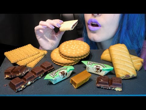 ASMR: Chocolate Sandwich Cookie, Caramels, Nutty Chocolate, Butter Cookies 🍫 [No Talking|V] 😻