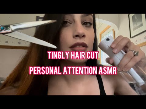 ASMR Fast & Slightly Chaotic Hair Cutting, Clipping, Water, Brushing/Combing