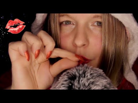 ASMR | Fluffy Mic Scratching With Long Nails, Mouth Sounds, Merry Christmas💗