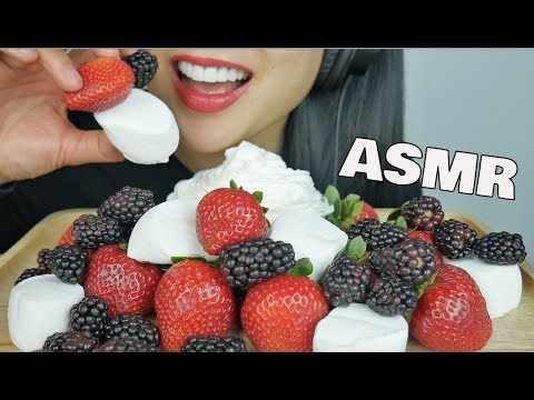 ASMR STRAWBERRY + MARSHMALLOW + WHIPPED CREAM (RELAXING FRUITS EATING SOUNDS) NO TALKING | SAS-ASMR