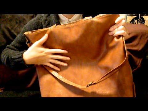 ✧J-ASMR✧革カバンを触る/Binaural touching,scratching,tapping a leather bag/가죽가방✧音フェチ✧