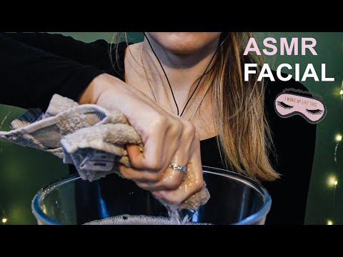 ASMR RELAXING FACIAL WITH SOFT TALKING (WATER SOUNDS, CREAMS, FACE MASK, SPONGES) DEEP SLEEP