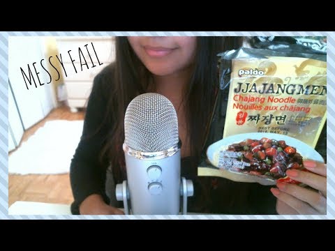 Eating Black Bean Noodles ASMR | MESSY FAIL
