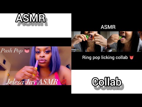 [ASMR] Ring Pop & Push Pop lollipop Eating With some Layered Wet Mouth Sounds👅🍭 ft Jelesa Jay ASMR