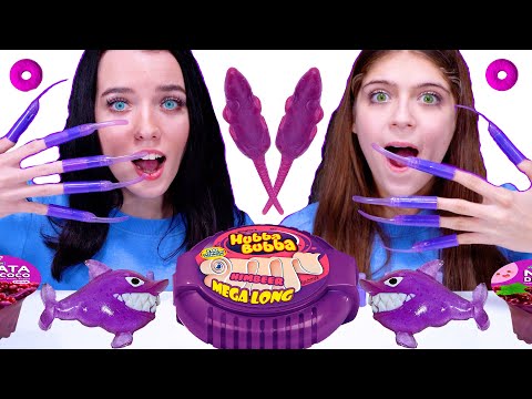 ASMR Purple Candy Party (Candy Race, Jelly Cups, Gummy Candy) | Eating Mukbang 먹방