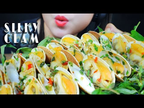 ASMR COOKING SILKY CLAM (UNDULATE VENUS CLAMS) STIR FRY WITH GREEN ONION EATING SOUNDS | LINH-ASMR