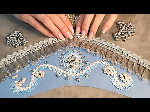 Russian Princess Crown 👑 ASMR Whisper 🧵 Fabric ○ Beads ○ Sewing ○ Kokoshnik