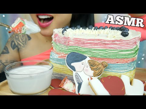 ASMR RAINBOW CREPE CAKE + SUGAR COOKIES (SOFT EATING SOUNDS) NO TALKING | SAS-ASMR