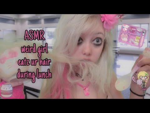 ASMR weird girl eatz ur hair during lunch!🎀🍽️ (fast and aggressive layered moth sounds)