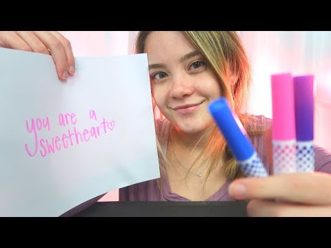 ASMR ANXIETY CALMING POSITIVE AFFIRMATIONS! Marker Writing, Ear To Ear Whispering, Crinkles, Tapping