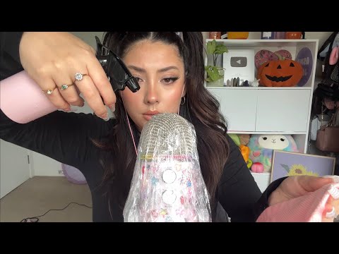 ASMR 1 minute of cling wrap & water on the mic 🎤🖤 ~1 min of me flinching~ *INTENSE* read desc.. ❤️