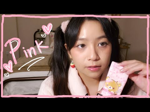 ♡ asmr tapping and scratching on pink stuff ♡