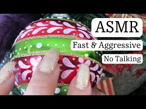Fast & Aggressive Close Up Tapping Christmas Decorations (no talking)