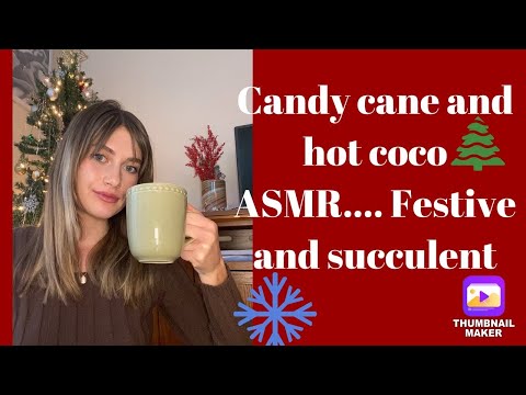 ASMR Christmas Candy Cane and hot coco!! Succulent and goooooood😋☕️🎄