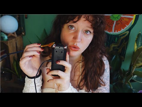 ASMR testing my new tascam mic ( mouth sounds, brushing, chatting, ear to ear)