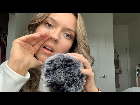 ASMR| EAR TO EAR MOUTH SOUNDS & WHISPERING WITH FLUFFY MIC COVER| SLOW HAND MOVEMENTS