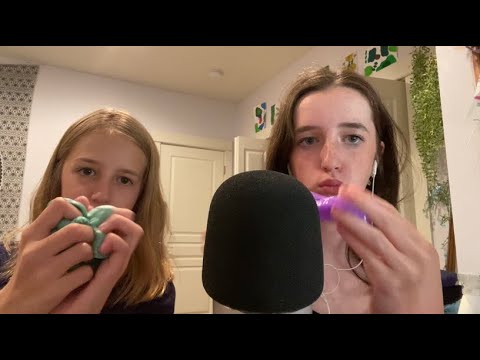My sister tries Asmr + playing with slime