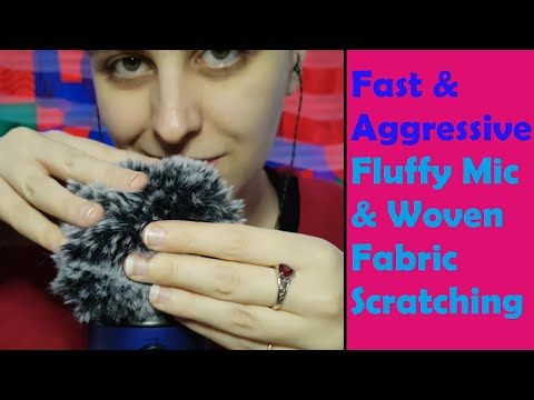 ASMR Fast & Aggressive Fluffy & Woven Fabric Mic Scratching - Combined Triggers