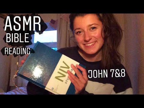 ASMR Bible Reading John 7 & 8 | whispering & strokes