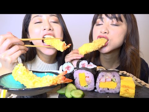 【ASMR】Sushi 【音フェチ】 寿司と天ぷらの咀嚼音 Mukbang