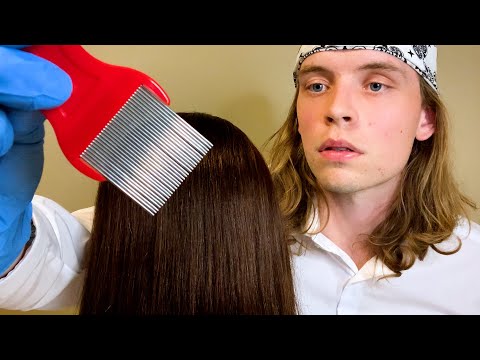 ASMR Doctor Lice Check Removal & Scalp Inspection ⚪ (ear to ear, whispering, exam, roleplay)
