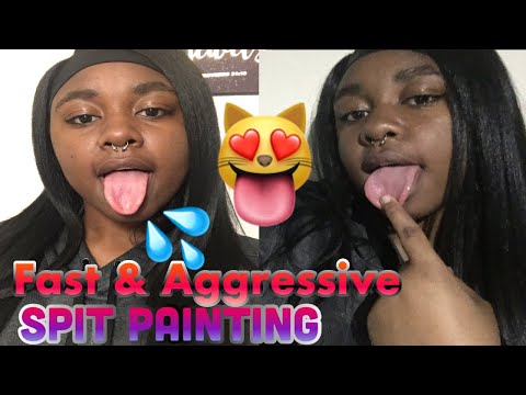ASMR Spit Painting Fast & Aggressive 🎨💦(Fast mouth sounds 👄) #asmr #spitpainting #asmrmouthsounds