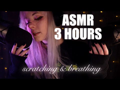 ASMR | 3 HOURS Bassy Gentle Mic Scratching & Breathing - no talking for Deep Sleep