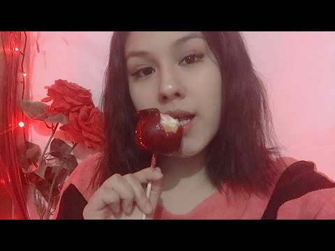 Eating apple with candy 🍎 no talking ASMR