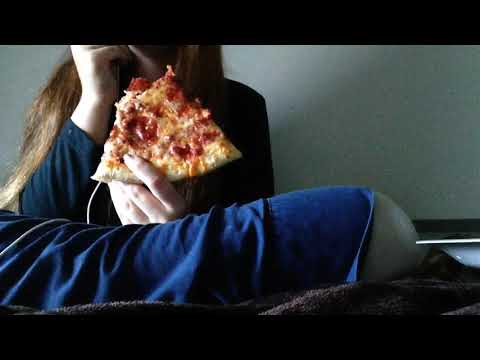 ASMR pizza eating (open mouth chewing sounds)