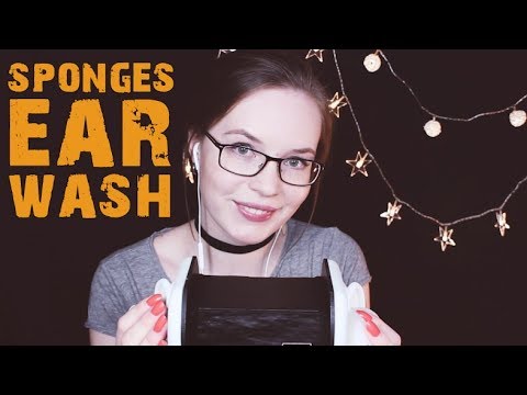 ASMR Ear Cleaning with Sponges - Soft-Spoken/Whispered Sizzly Ear Massage
