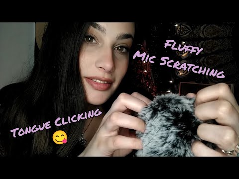 Fast & Aggressive ASMR Fluffy Mic Scratching Session with Tongue Clicking (CV for Anonymous)