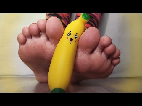 ASMR FEET & BANANA | Close Up FOOT Touching |  No Talking