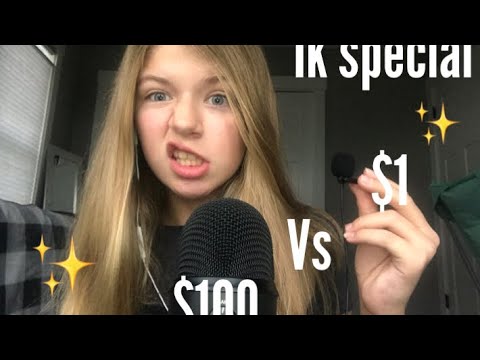 ASMR ~ $1 mic vs $100 mic!! Tapping, eating, mouth sounds... 1k special ✨❤️🥳!!