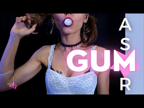ASMR | Gum Chewing, Hair Play, Hand Movements and Fabric Sounds (No Talking)