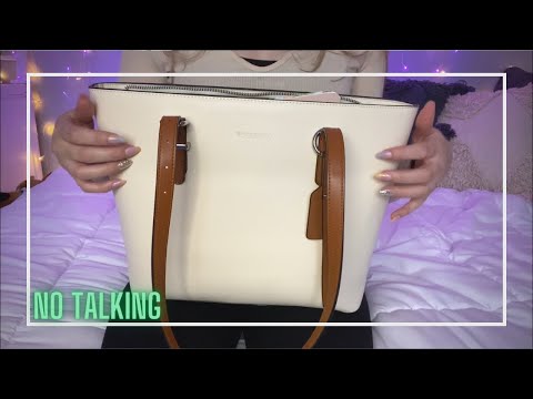 👜ASMR what’s in my work bag / purse !?💼 ~ tapping and scratching ~ no talking