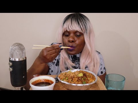 FRIED RICE WITH PEPPER STEAK SAUCE ASMR EATING SOUNDS