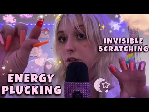 ASMR Plucking Your Negative Energy + Invisible Scratching, Positive Affirmations, Mouth Sounds✨👄💗