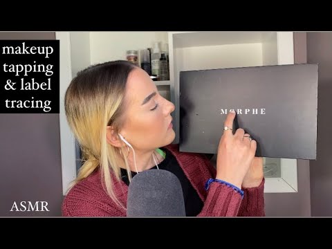 ASMR| makeup tapping & label tracing | with clicky whisper