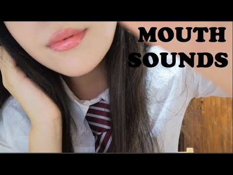 ASMR | MOUTH SOUNDS - JAPANESE CUTE WORDS  口の音 - 日本語の言葉 #口の音#音フェチ (手の動き、ささやき、ブラッシング)