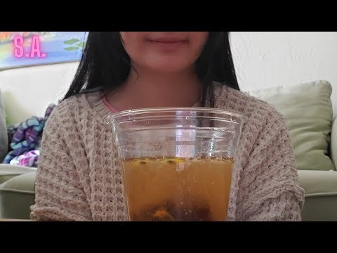 ||ASMR|| Passionfruit Green Tea w/ Boba Drinking Sounds (NOTALKING)