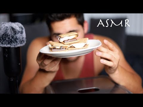 ASMR Making and Eating S'mores - Delicious Crunchy Eating Sounds - Mukbang