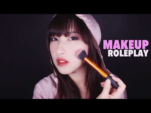 (Eng Sub)ASMR. Doing Your Makeup 💄Friend Roleplay 💓(Face Brushing, Hand Movements, Lotion Sounds)