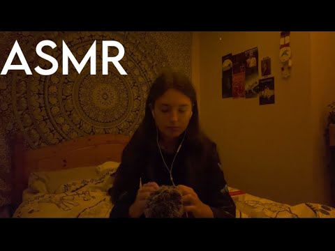ASMR on my bed (talking, tapping, fluffy mic cover)