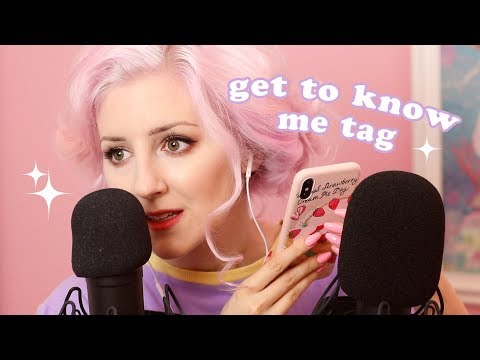 Get to Know Me Tag (ASMR binaural whispering + phone tapping)